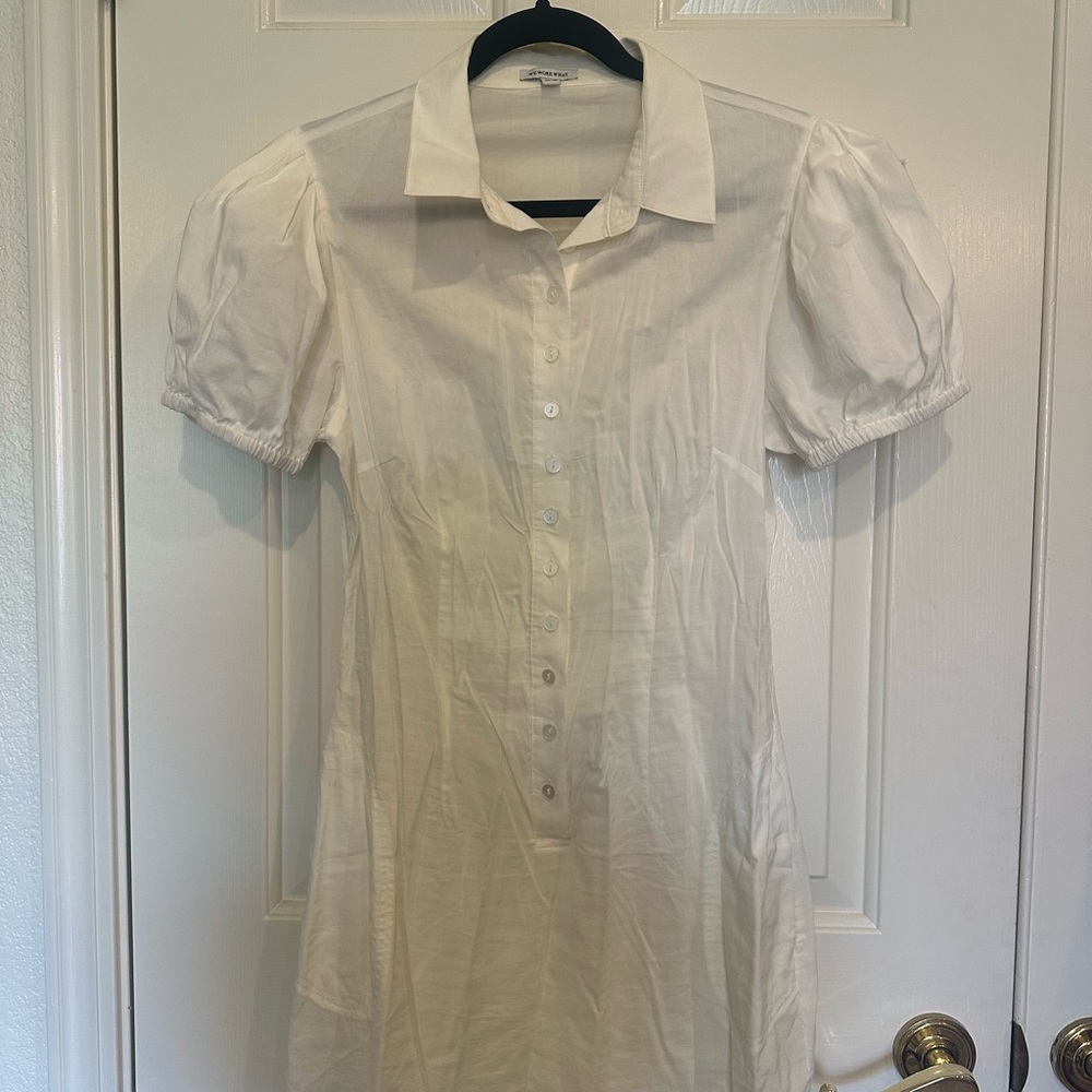 WeWoreWhat White Puff Sleeve Mini Dress